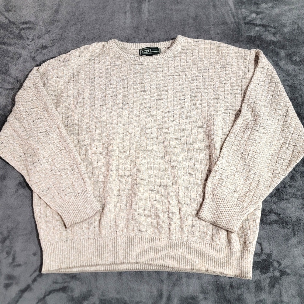 Croft & Barrow Sweater XL Vintage 90s Grandpa Knit Cotton Boxy Beige USA Made